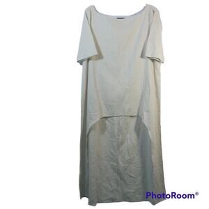 FAERIESTY Hi-Low Cream Linen Cotton Tunic Top Lagnlook Natural Size M